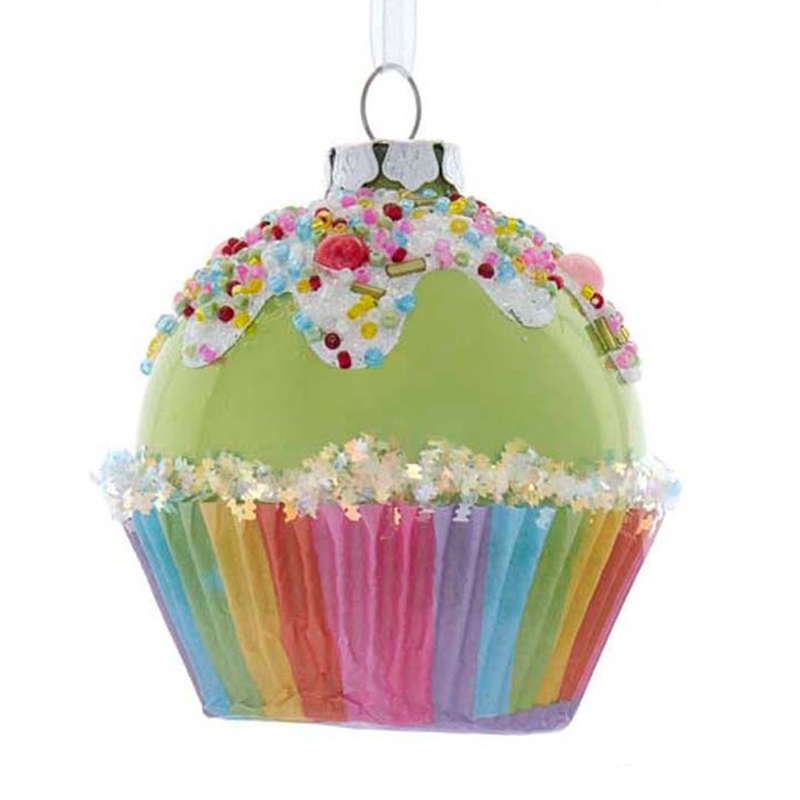 MRS Green Glass Cake Christmas Ornaments 