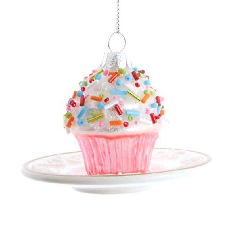 Glass Cake with White Plate Ornaments For Christmas Decoration