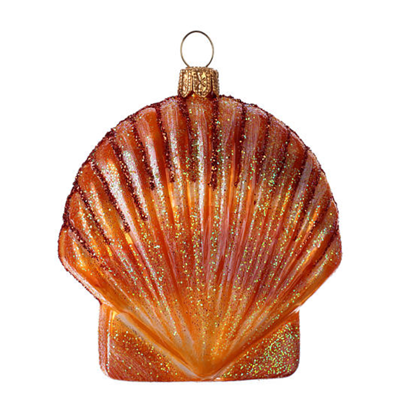 MRS Hand Made Gold Shell Christmas Glass Ornaments  